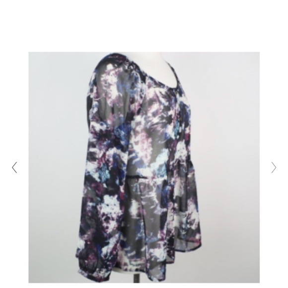 Nine West Vintage Sheer Boho Peasant Top Size Large Floral - Picture 4 of 10